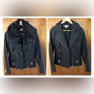 NWOT Molly Bracken Jacket Faux Leather w/Removable Faux Fur Collar